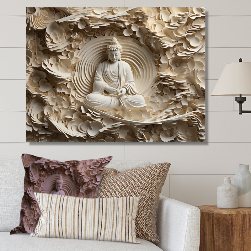 Simple bouddhisme Statue I - art mural bouddhisme pour le salon, H 30 po x l 40 po, Toile tendue, Sans cadre