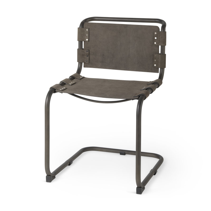 Chaise d'appoint rembourrée en cuir Otelia, Brun foncé