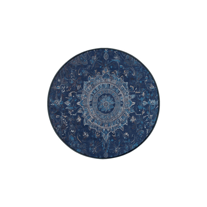 Machine Washable Gray Area Rug, Round 8'