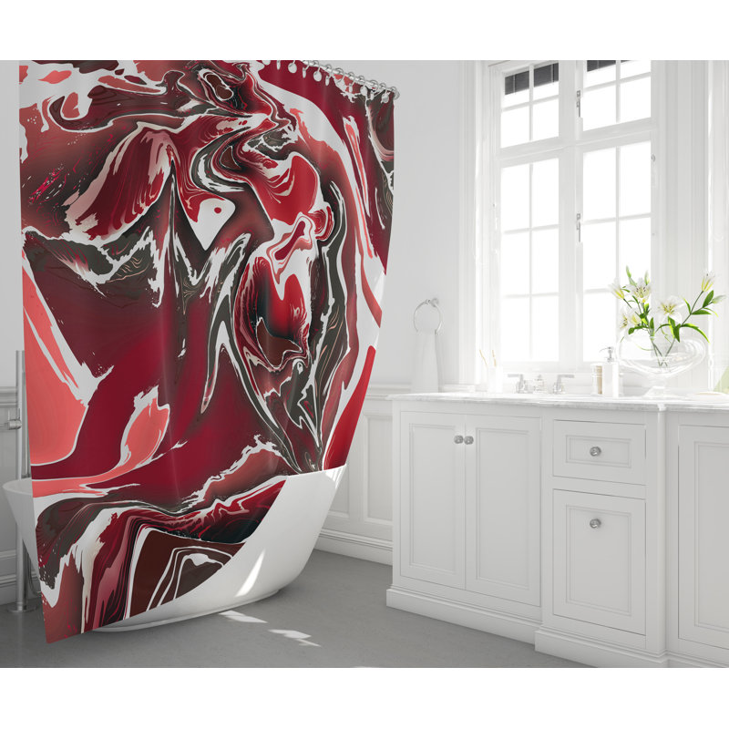 Lissbeth Abstract Shower Curtain, 72" H x 70" W, Red