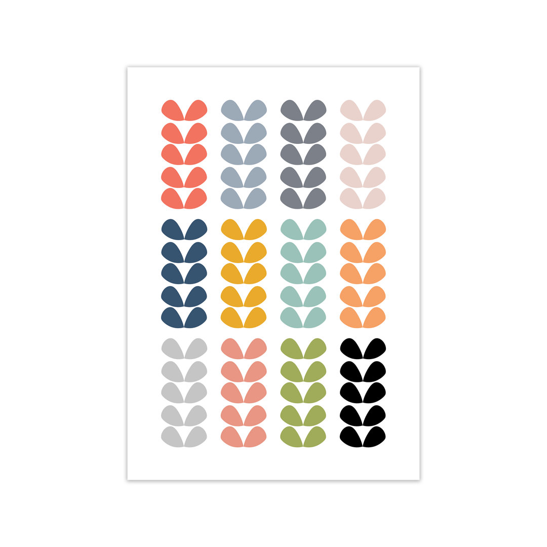 Scandinavian Folk Rainbow Leaves Original - Print