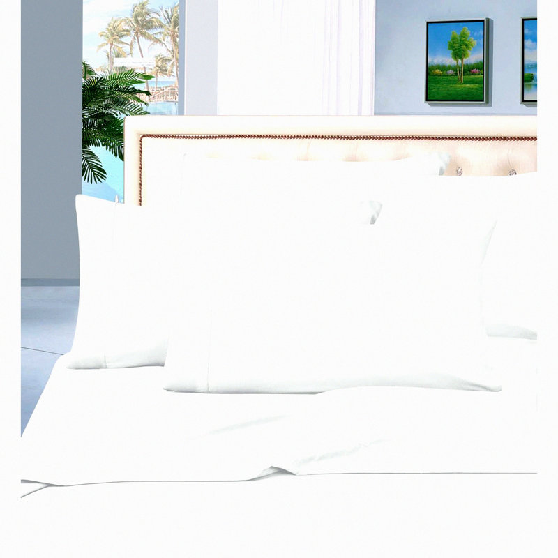 LuxuryGuard 1800 UltraSoft Bed Sheet Set - Wrinkle & Fade Resistant, Deep Pocket Queen White - Premier Luxurious 4-Piece Set, Fits up to 16" Mattress