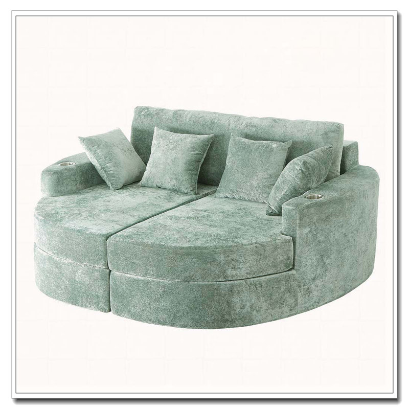 Full-Compressed Chaise Lounge Sofa, Green