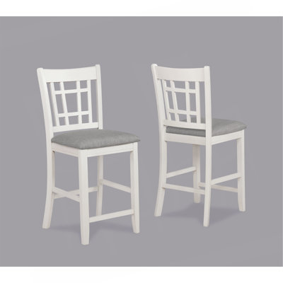 2Pc Counter Height Upholstered Pub Chairs Dining Room Wooden Solid Wood Furniture Chalk Gray