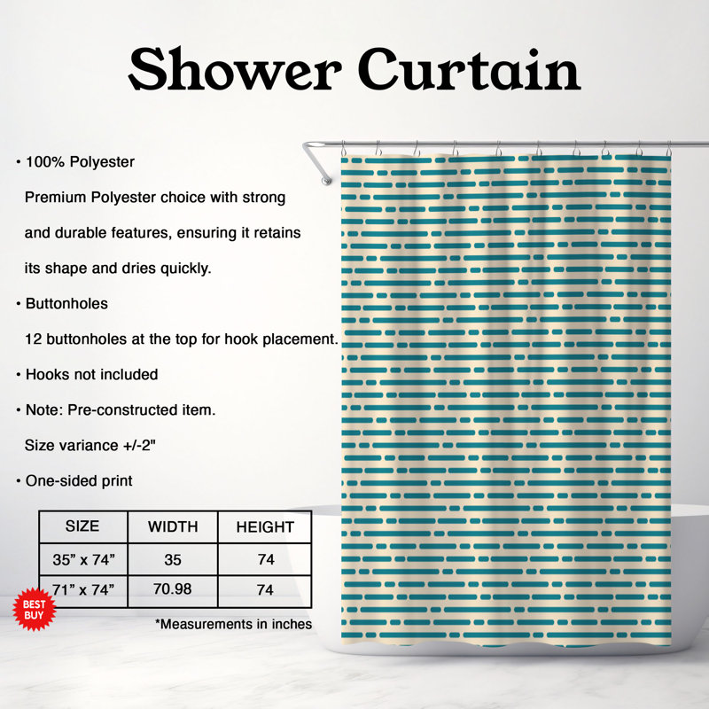 Rideau de douche standard 1 pièce, H 74 po x l 71 po