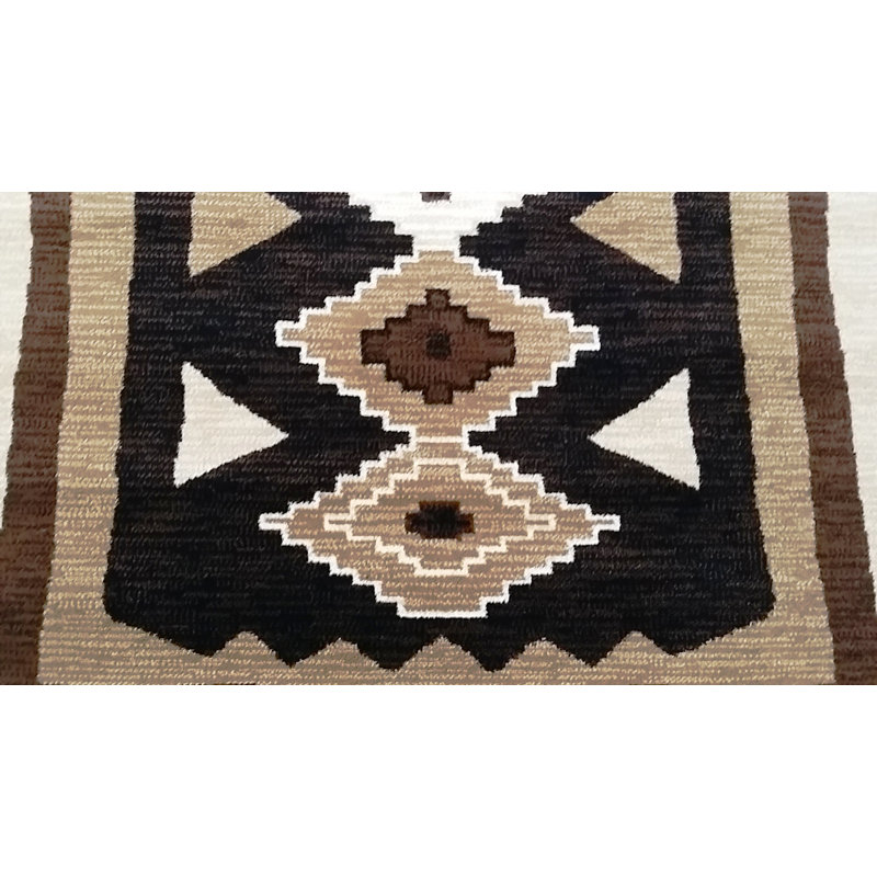 Tapis noir à motif géométrique Mertens, 5 pi 3 po x 7 pi 2 po