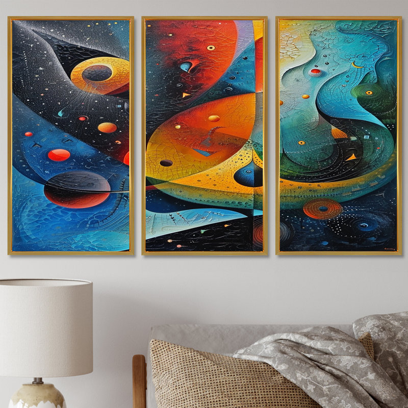Ensemble de salon Galactic Nostalgia, Cadre flottant doré, H 40 po x l 60 po x P 1 po
