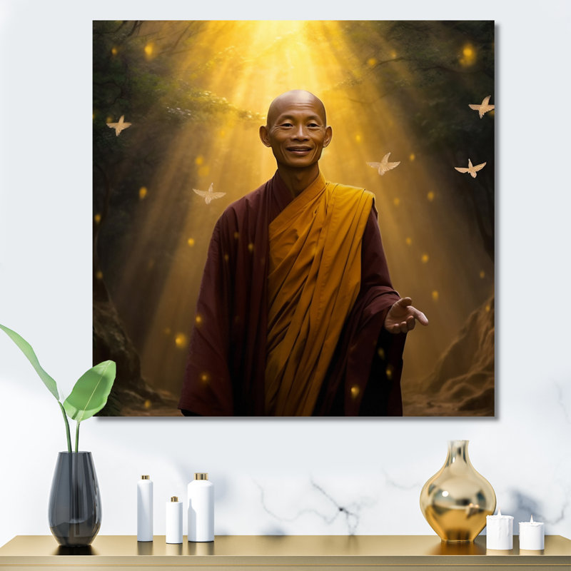 «Buddhist Monk Enlightment», reproduction sur toile, Toile tendue, H 16 po x l 16 po x P 1 po
