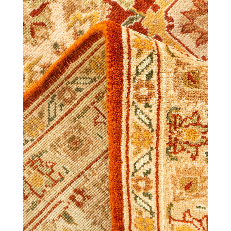 Tapis unique en laine noué à la main nouvel âge 6 pi 2 po x 9 pi Hayner en brun / ivoire / beige