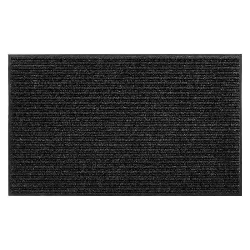 Front Door Mat, 8 x 4 ft Commercial Floor Mat for Indoor and Outdoor, Stylish Striped Industrial Carpet with PVC Backing, Heavy Duty Washable Entry Rug for Hallway, Balcony, Garage, Grey
