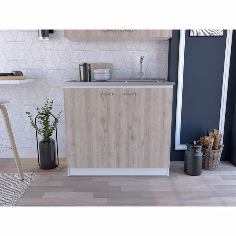 Rectangle 2-Door Utility Sink And Cabinet, 35.4" H x 39.3" W x 20.5" D, White