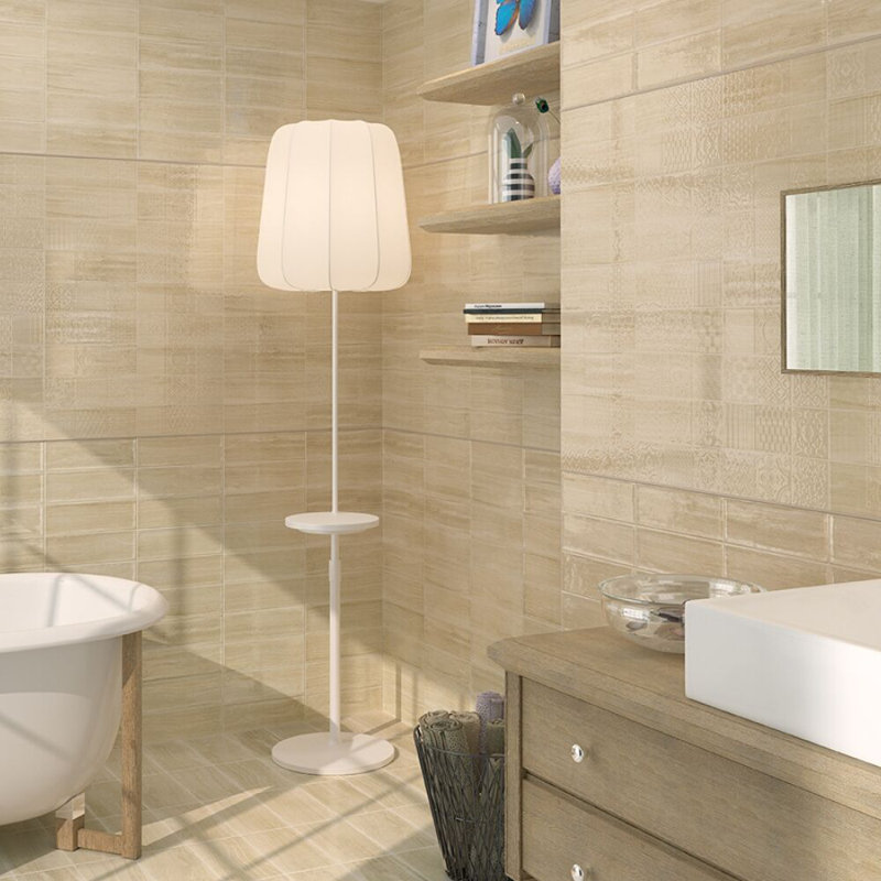 Jones 12" x 4" Polished Ceramic Tile, Beige