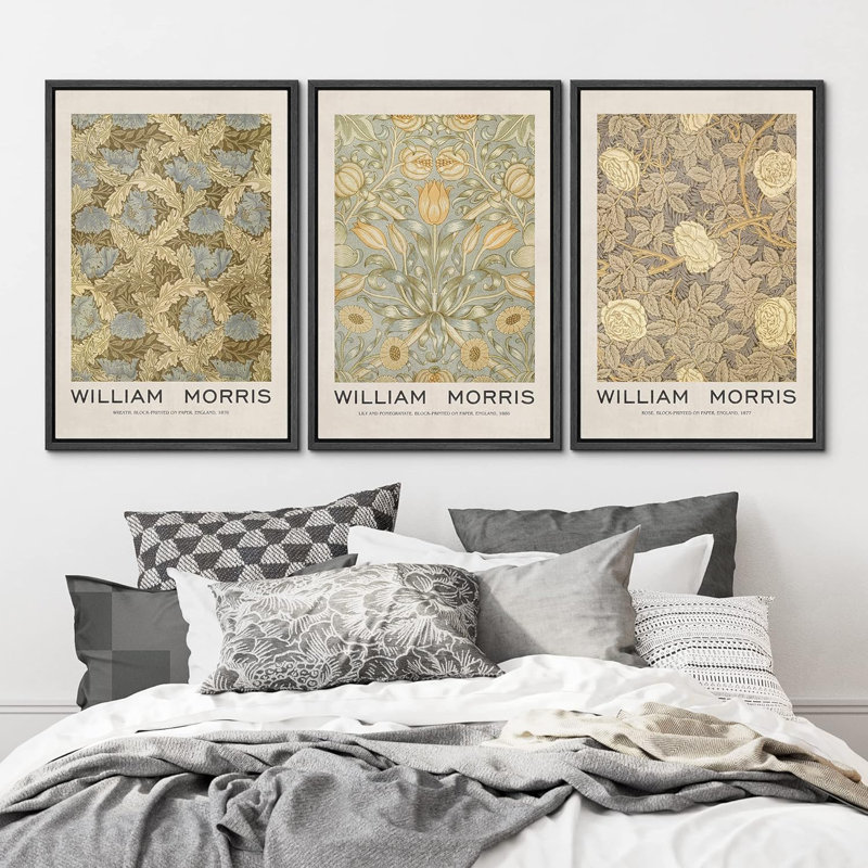 Art mural classique de William Morris, H 36 po x l 24 po x P 1,5 po, Noir