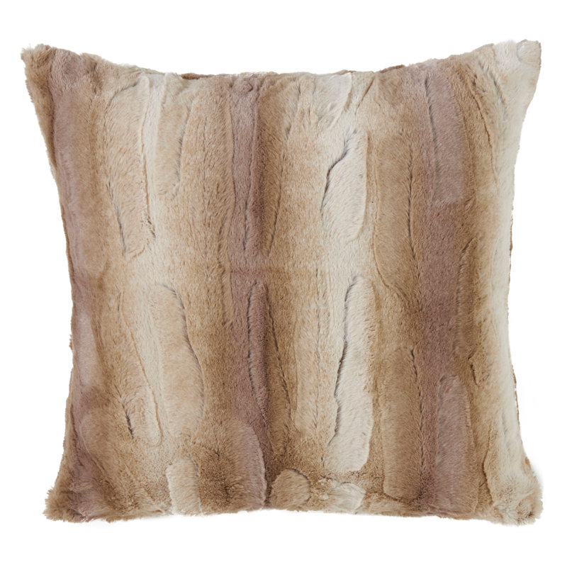 Natural Animal Print Faux Fur Square Throw Pillow 20"