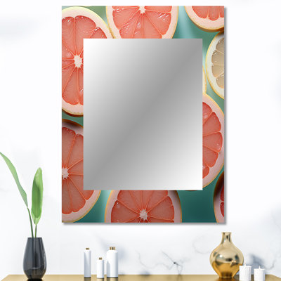 Grapefruit Gradient - fruits, miroir mural décoratif, miroir traditionnel, art imprimé en métal