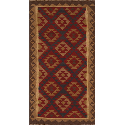 Geometric Kilim Oriental Runner Rug 3x7