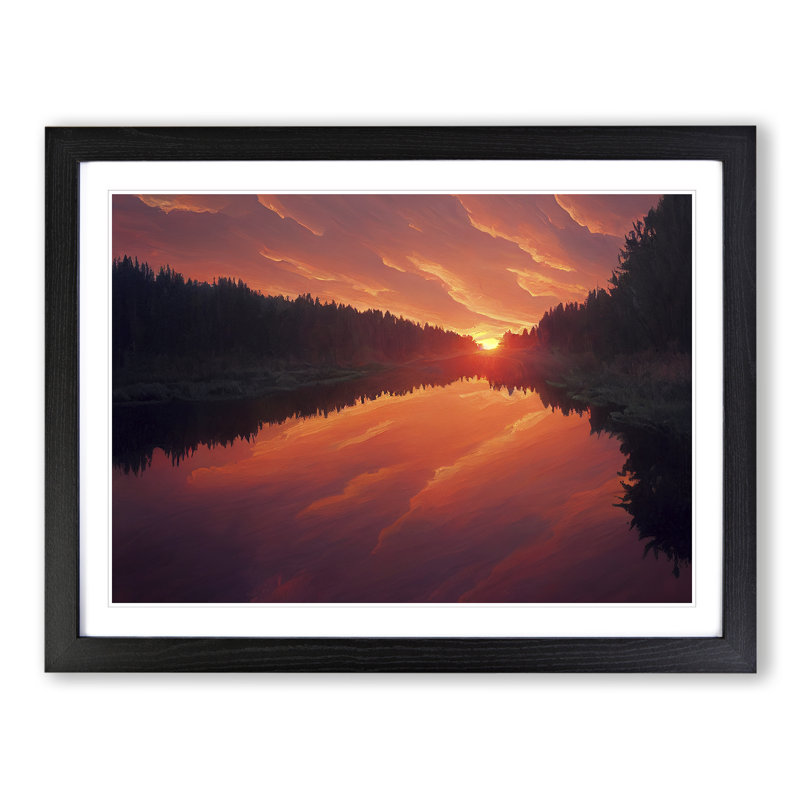 Spring Forest Sunset - Framed Print, Black, 34cm H x 46cm W x 2cm D