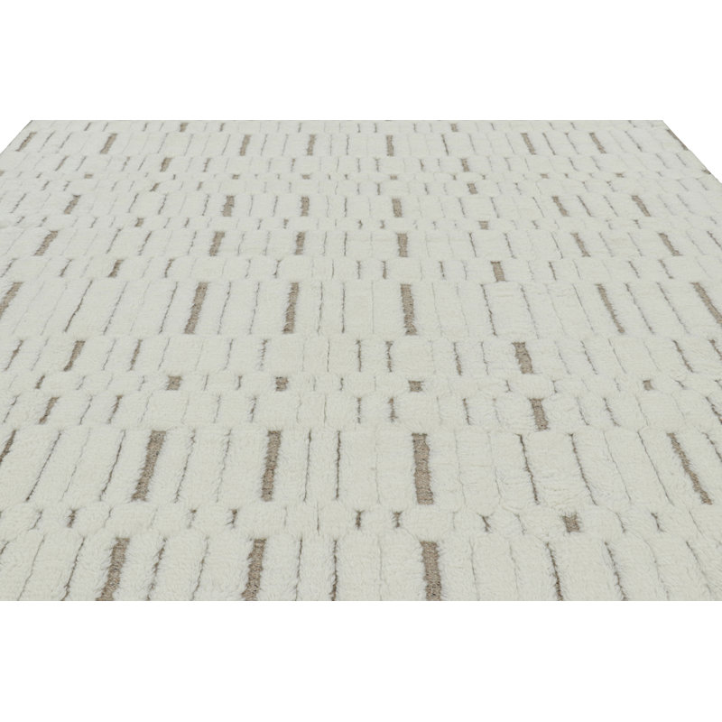 Rug & Kilim’S Contemporary Rug In White With High-Low Geometric Patterns