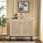 Rattan Buffet Cabinet With Storage Adjustable Shelf