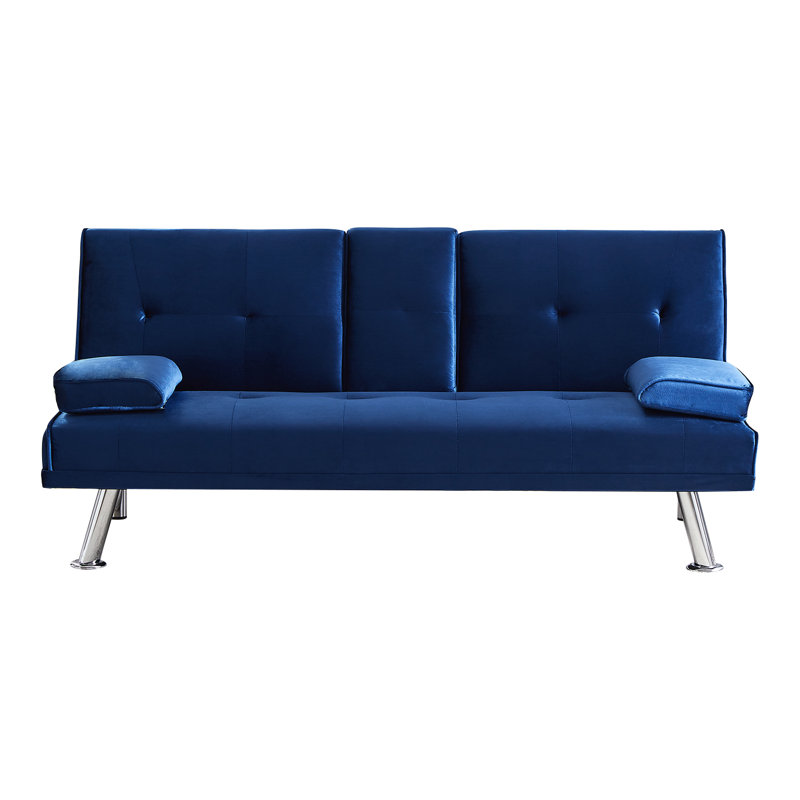 Allman 65.3'' Upholstered Convertible Sofa, Navy Velvet