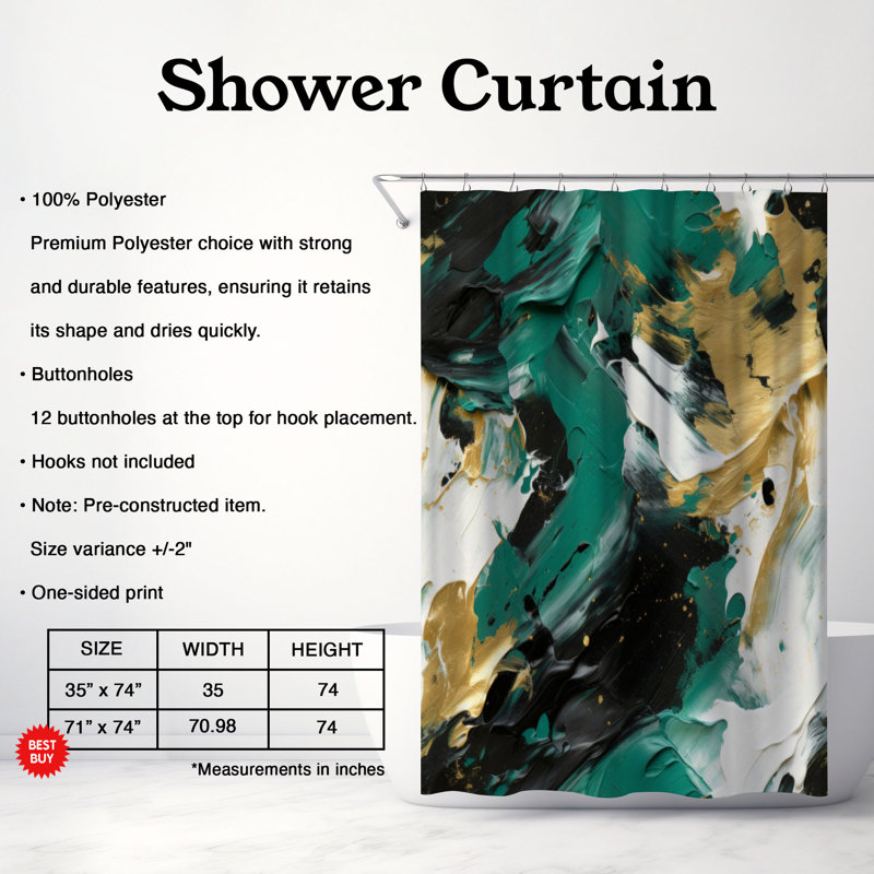 Oil Spectrum - Rideau de douche Premium, H 74 po x l 71 po