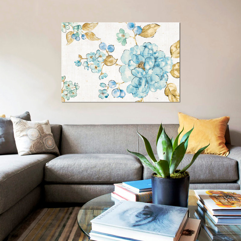 « blue fleur i », reproduction sur toile tendue, H 8 po x l 12 po x P 0,75 po, Toile tendue, Pas de tapis