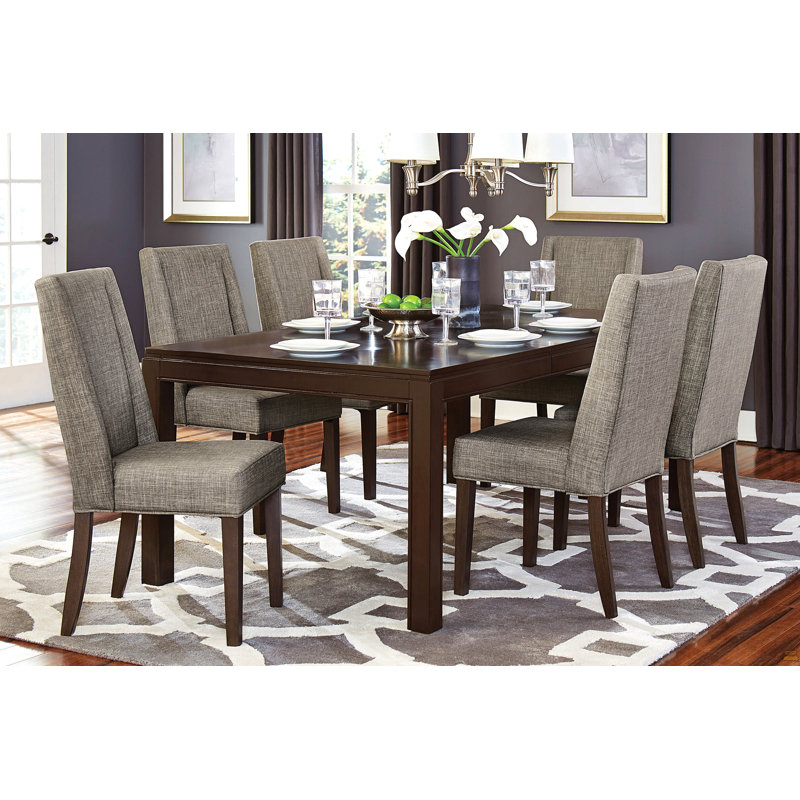 Table de salle à manger 7 pièces avec rallonge et 6 chaises d'appoint rembourrées, 7 pièces : table, 6 chaises