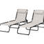 Chaise de plage 2 pièces - filet respirant, 4 inclinables, pliante crème pour chaise longue de plage, cour, extérieur