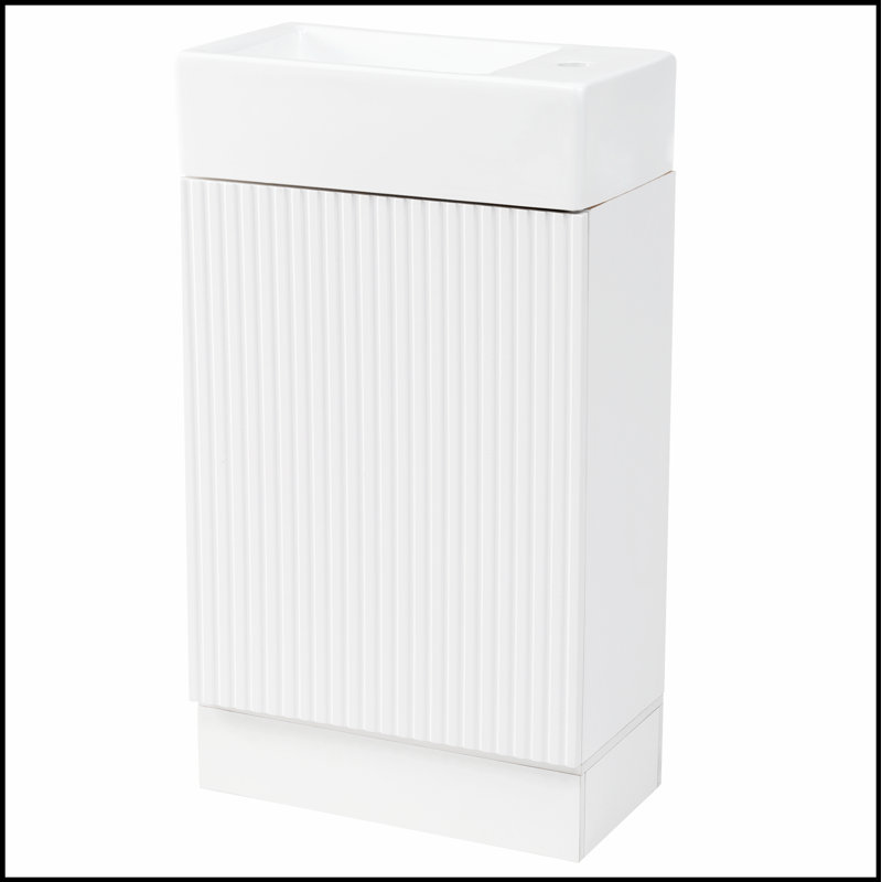Meuble-lavabo de salle de bain avec lavabo et tablette réversible à deux niveaux, fabrication en panneau de fibres à densité moyenne durable pour un rangement et un style améliorés
