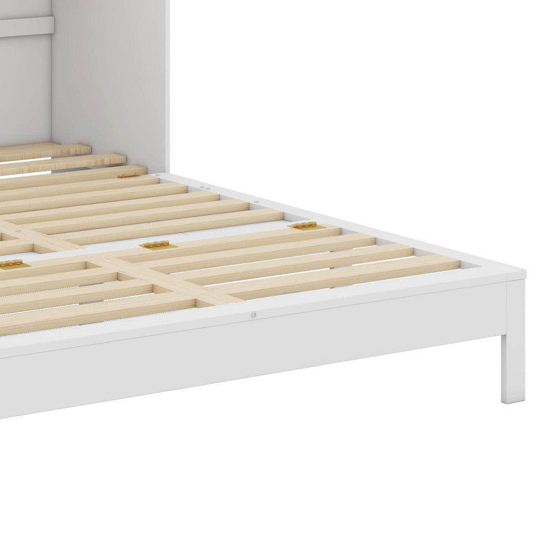 Lit escamotable double avec tiroirs, Blanc