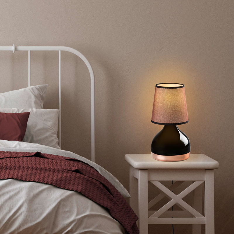 Élégante lampe de table noire, corps en métal, 6,7 x 6,7 x 13,0 pouces | Capuchon en tissu: H 5,5 po | Douille E27, 40 W maximum (ampoule non incluse) | Certifié IP20, parfait pour la décoration et l'éclairage de maisons modernes