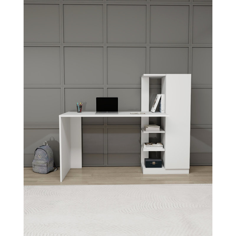 Aryton L-Shaped Computer Desk, White