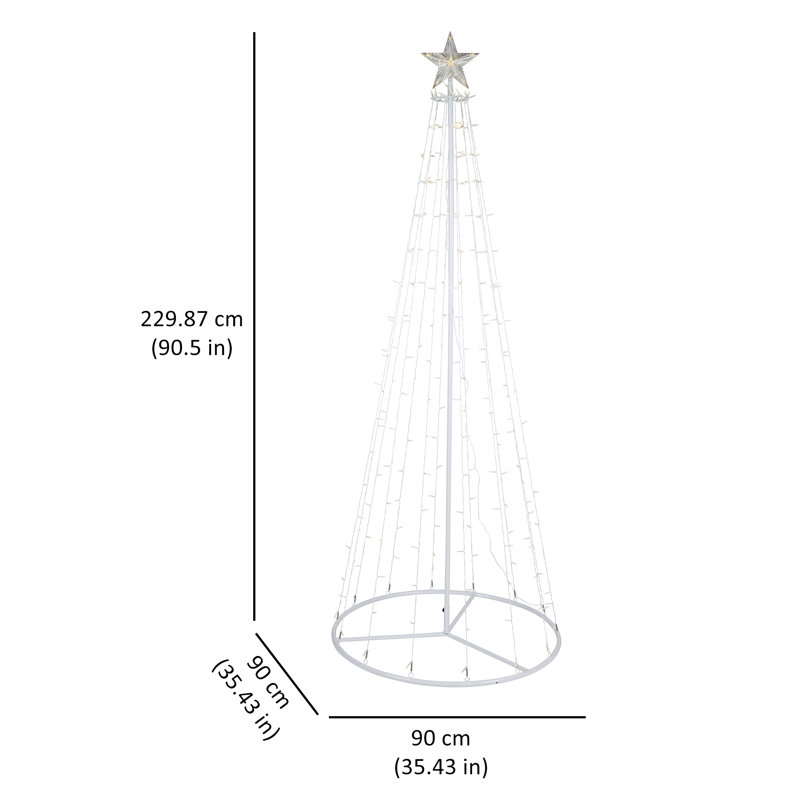 Arbre de Noël 82,67 po avec lumières DEL et étoiles, Blanc chaud