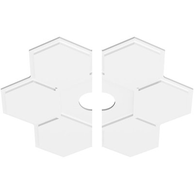 34"OD x 5"ID x 11 3/4"C x 1"P Daisy Architectural Grade PVC Contemporary Ceiling Medallion, Two Piece