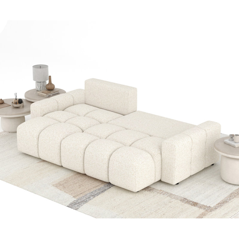 4 Seater Sofa Bed, Cream Boucle