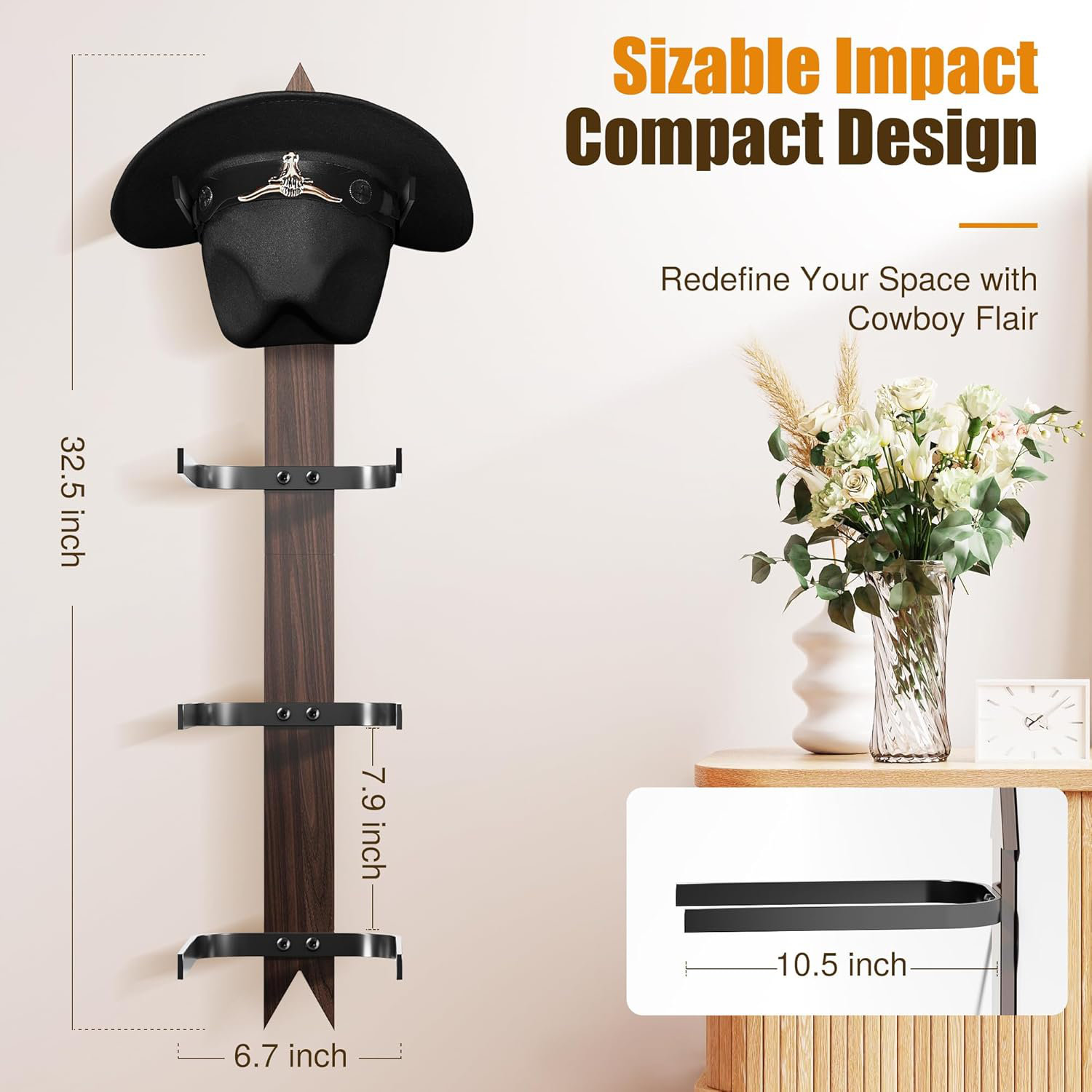 Cowboy Hat Hanger 6-hat Cowboy Hat Rack Cowgirl Hat Rack Hat Rack
