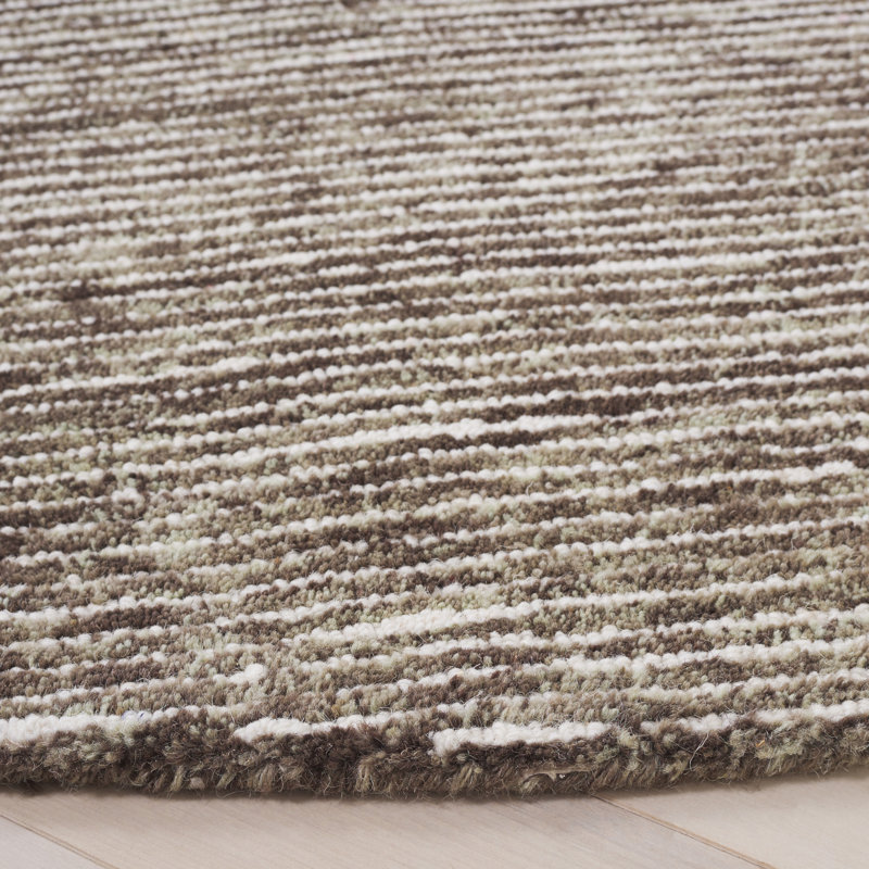 Kedwin Ebony Hand Tufted Wool Cotton Rug in Beige, Round 6'