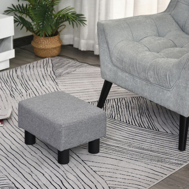 Repose-pieds repose-pieds, petit tabouret avec revêtement en tissu de lin et pieds, repose-pieds cubique