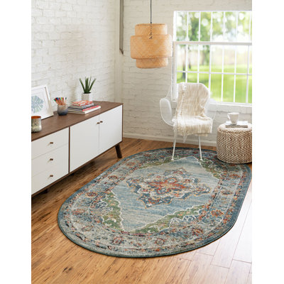Tapis traditionnel Charian bleu oriental