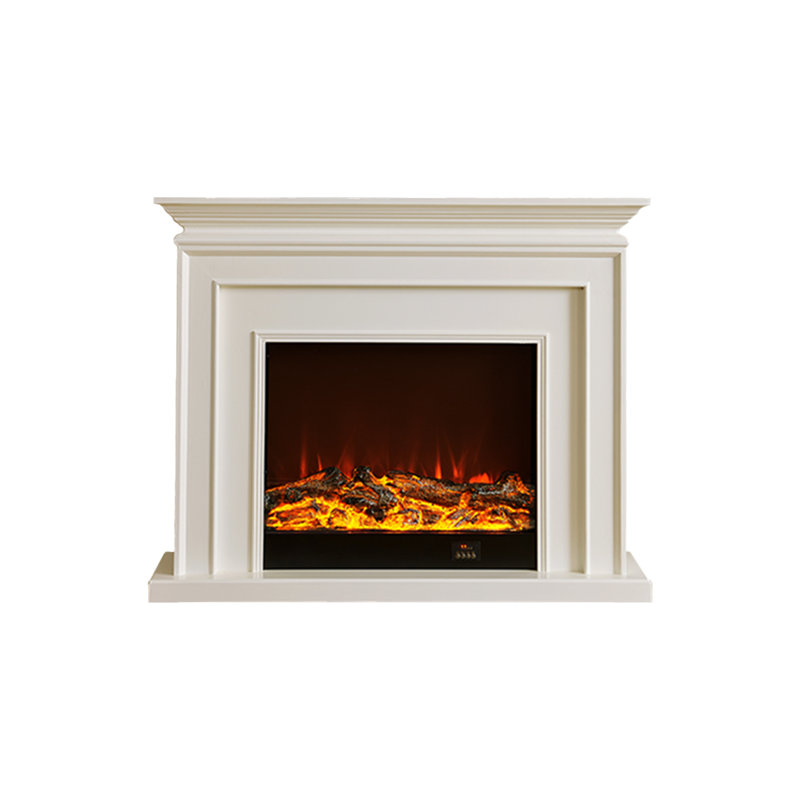 Solid + Manufactured Wood Freestanding Fireplace, White