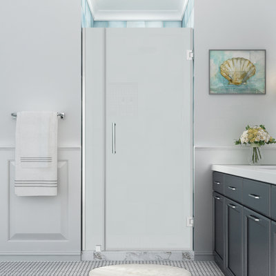 Porte de douche à charnière sans cadre avec verre StarCast de l 39,25 à 40,25 po x H 80 po Belmore XL