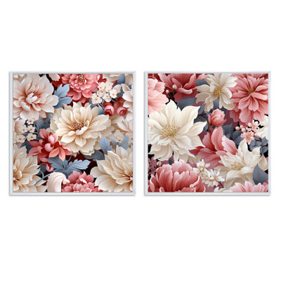 Hudgens - Ensemble de 2 collages floraux carrés