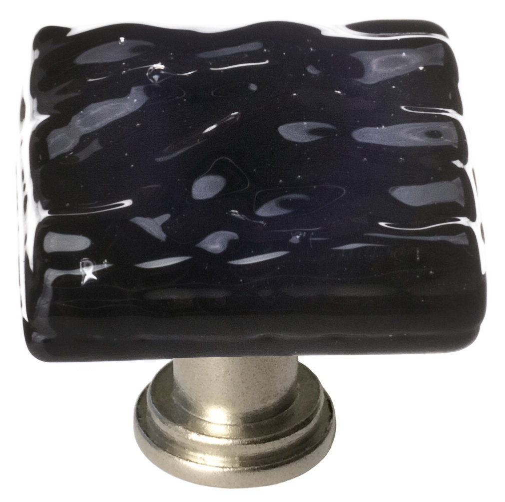 Glacier Square Cabinet Knob, Satin Nickel, Black