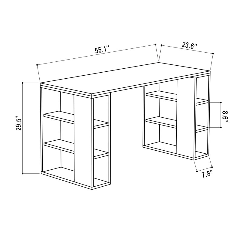 Simonson 3 Tier Modern Desk, White/Burgundy