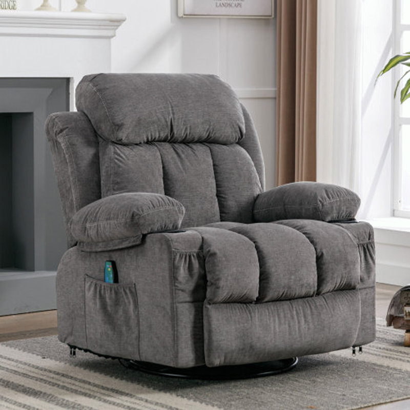 Swivel Recliner Chair with USB and 2 cup holders, Grey