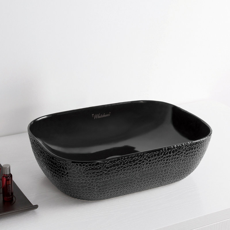 Lavabo rectangulaire suspendu au-dessus de 20 po Whitehaus, Noir satiné