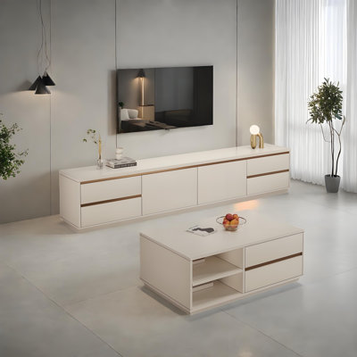 Modern Minimalist Coffee Table and TV Stand Set
