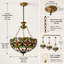 Lustre Tiffany vintage en vitrail à intensité variable, suspension inversée