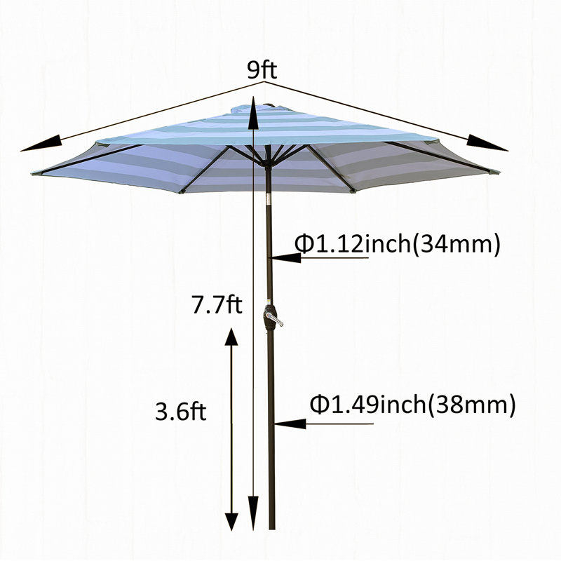 9FT UMBRELLA Ice Stripe, Blue