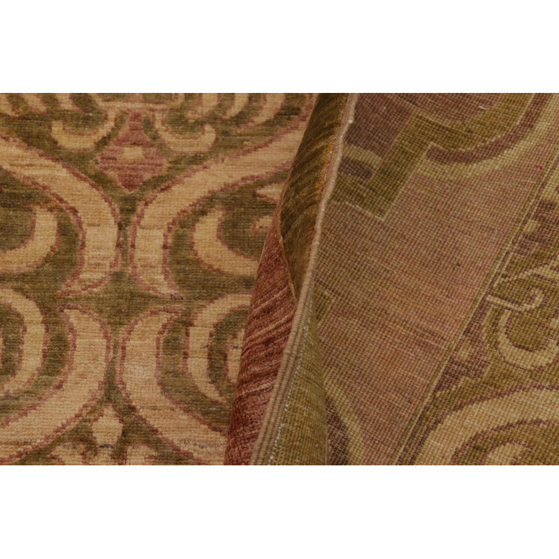Tapis brun / rouge oriental en laine noué à la main 9 pi x 11 pi 9 po Oriental
